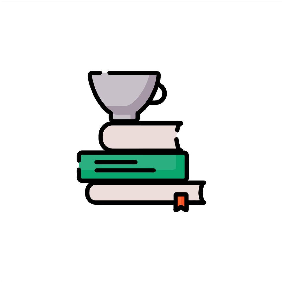 A stack of books and a cup of coffee vector