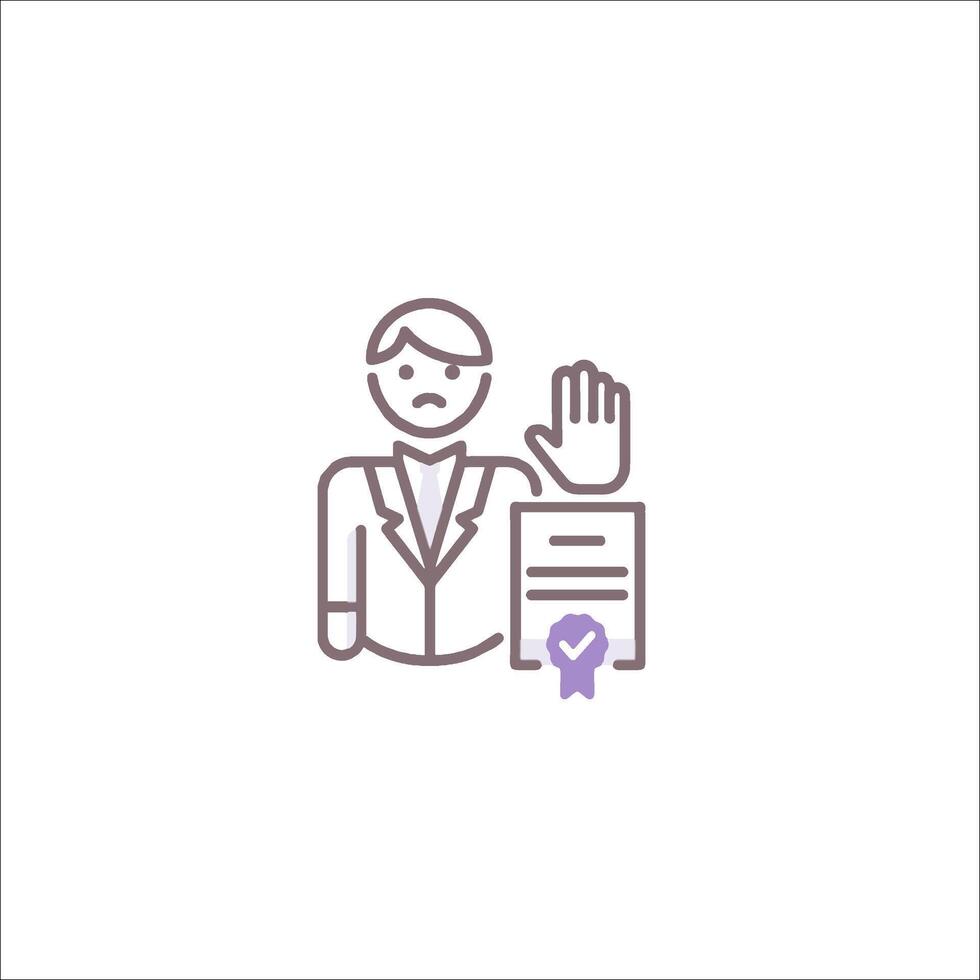 A man holding a document and a hand up vector