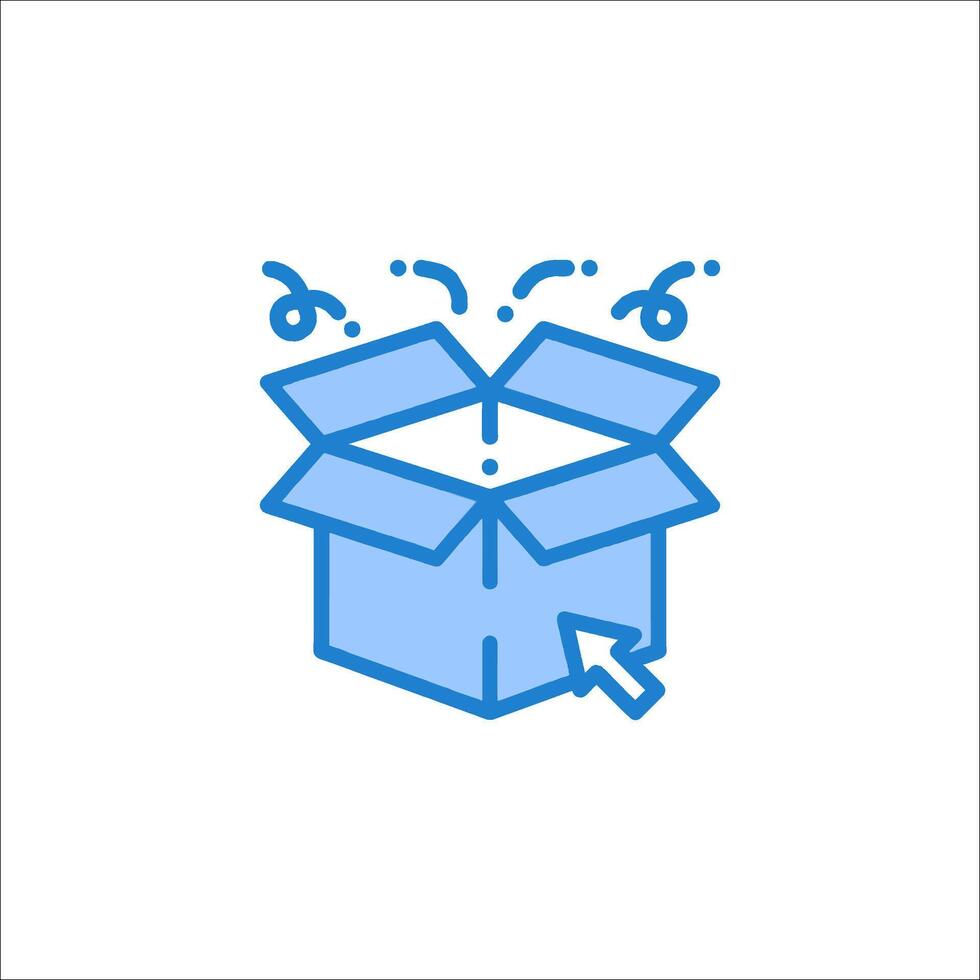 A blue box with an arrow pointing out of it vector
