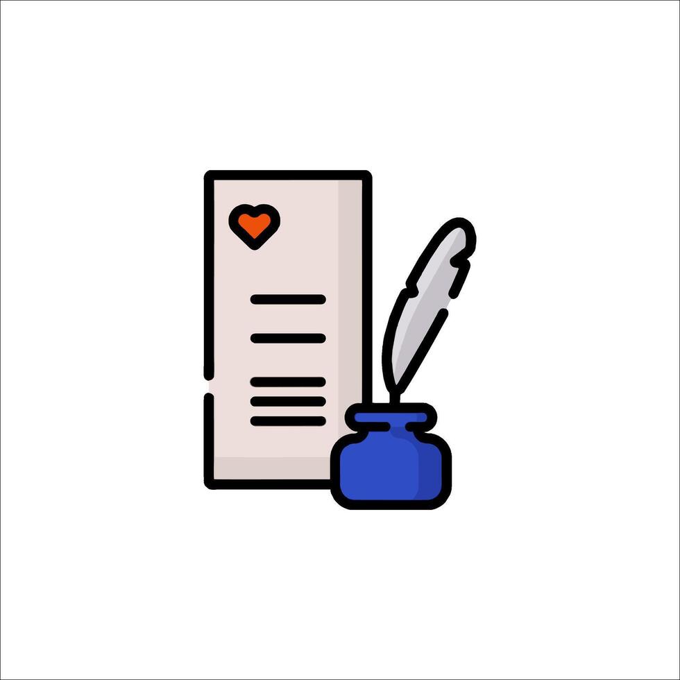 A pen and paper with a heart icon vector