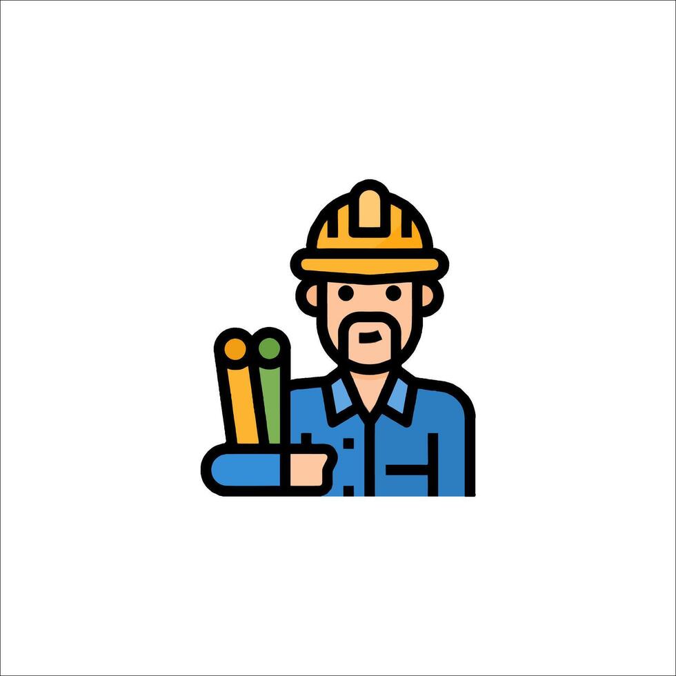 A man in a hard hat holding a pair of tools vector