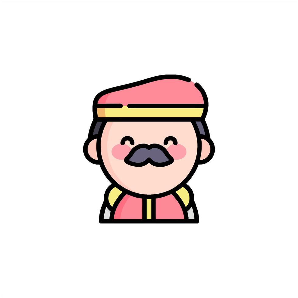 A cartoon character with a mustache and a hat vector