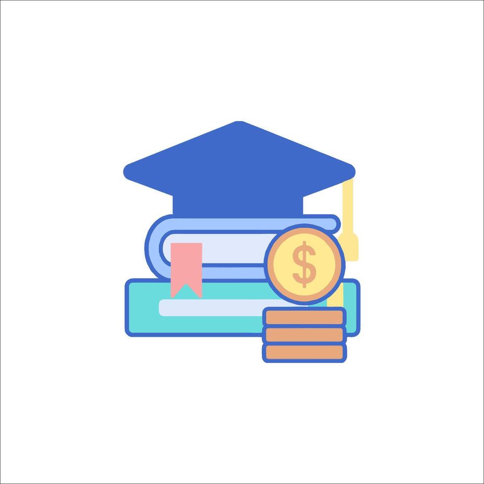 A graduation cap and stacks of money vector