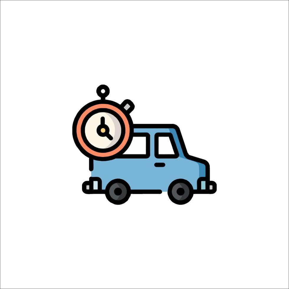 Car with clock icon on white background vector