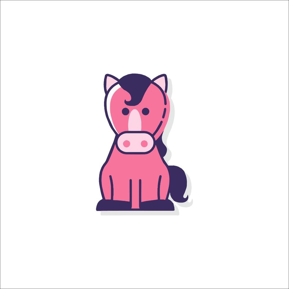 A pink horse with a black mane and a purple mane vector