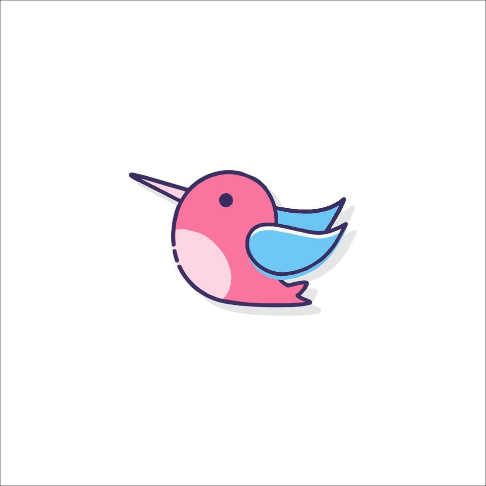 A pink bird with blue wings and a blue tail vector