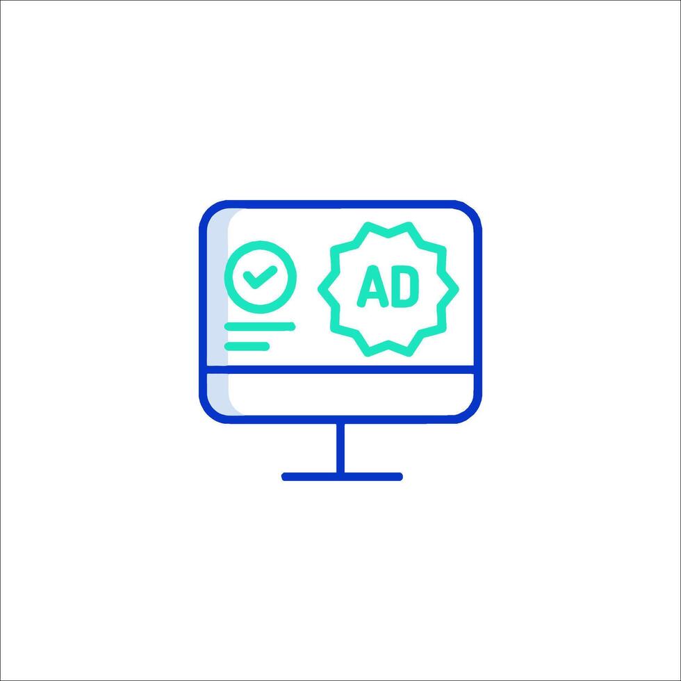 An ad on a computer monitor with a check mark vector