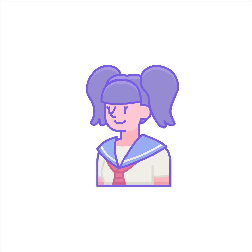 A girl with a ponytail and a tie vector