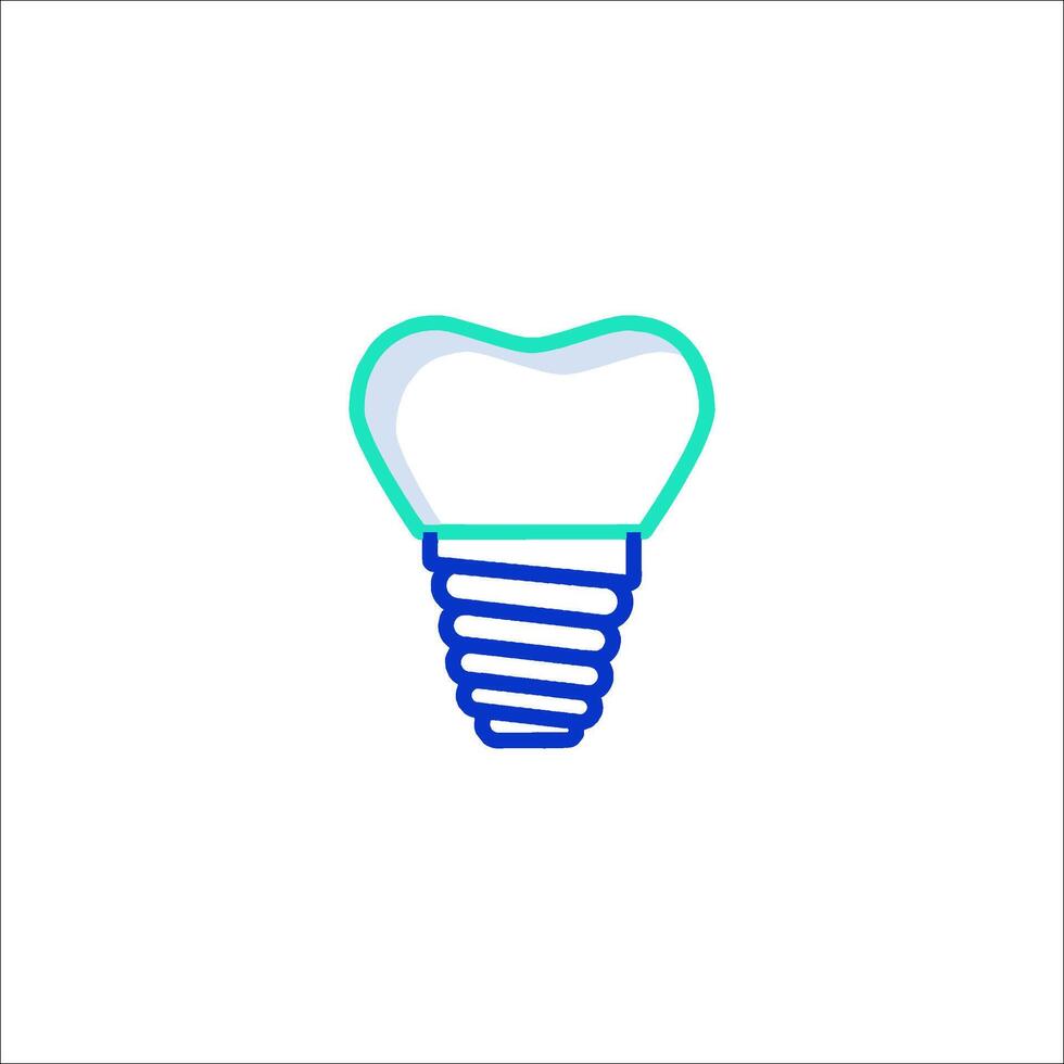 A tooth with a blue and green outline vector