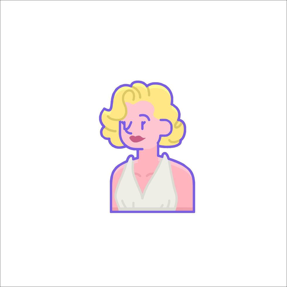 Marilyn monroe icon in a white dress vector
