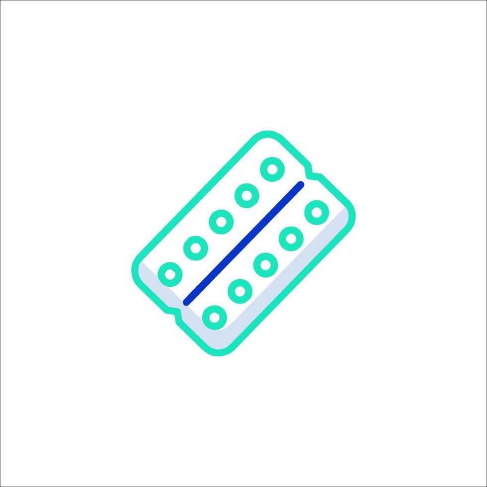 A pill with a blue and green outline vector