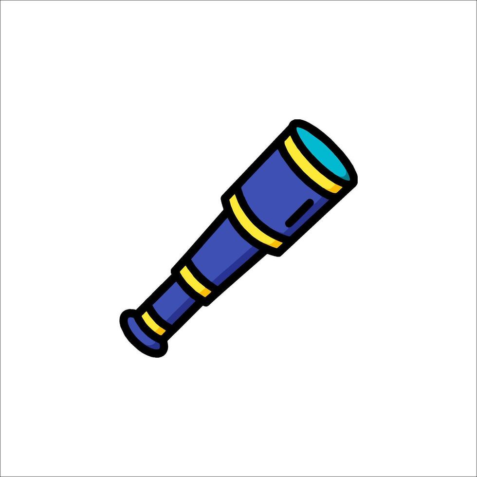 A blue and yellow telescope icon on a white background vector