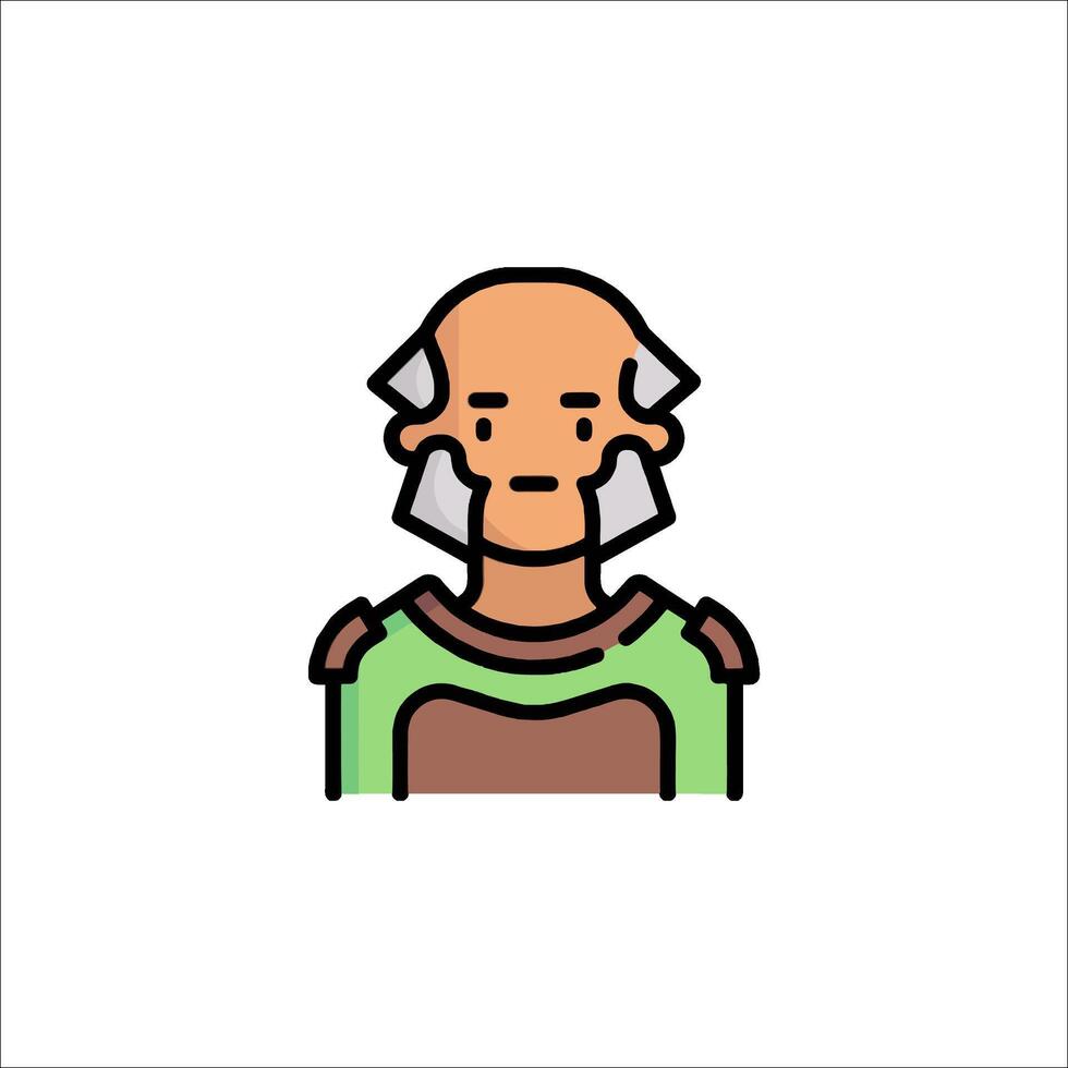 An old man with a beard and a green shirt vector