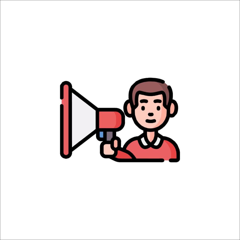 A man holding a megaphone icon vector