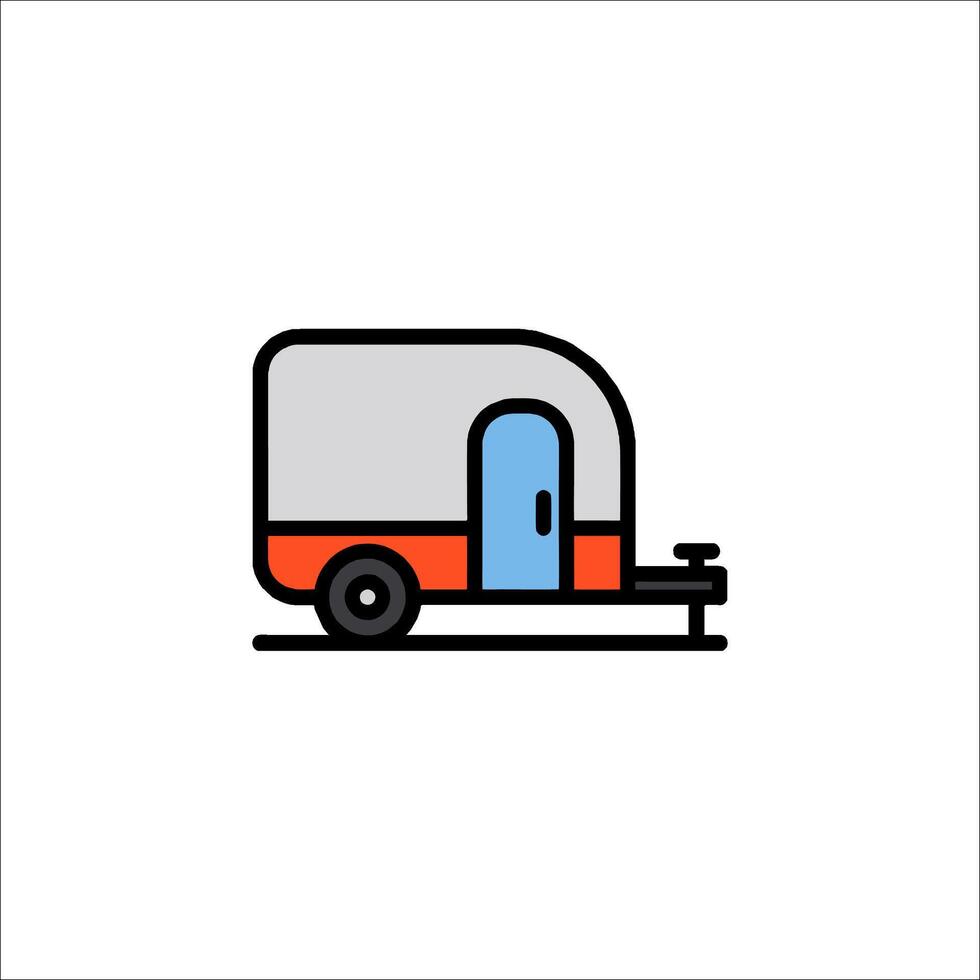 An icon of a trailer with a blue door vector