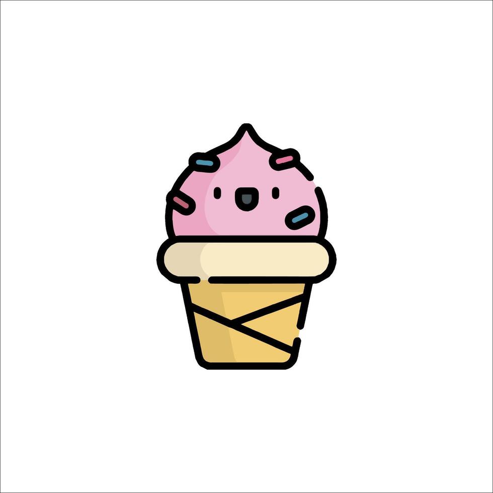 A cartoon ice cream cone with a pink and blue face vector