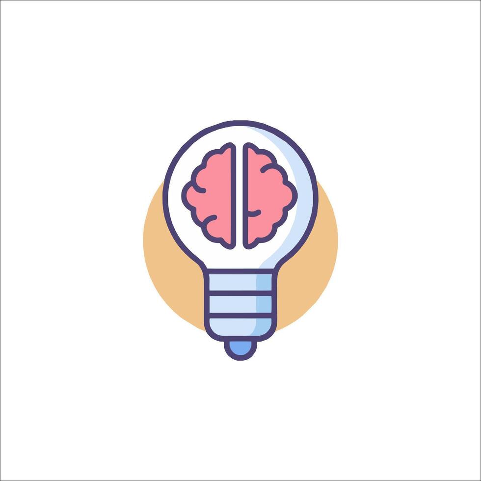 Light bulb with brain inside, illustration vector