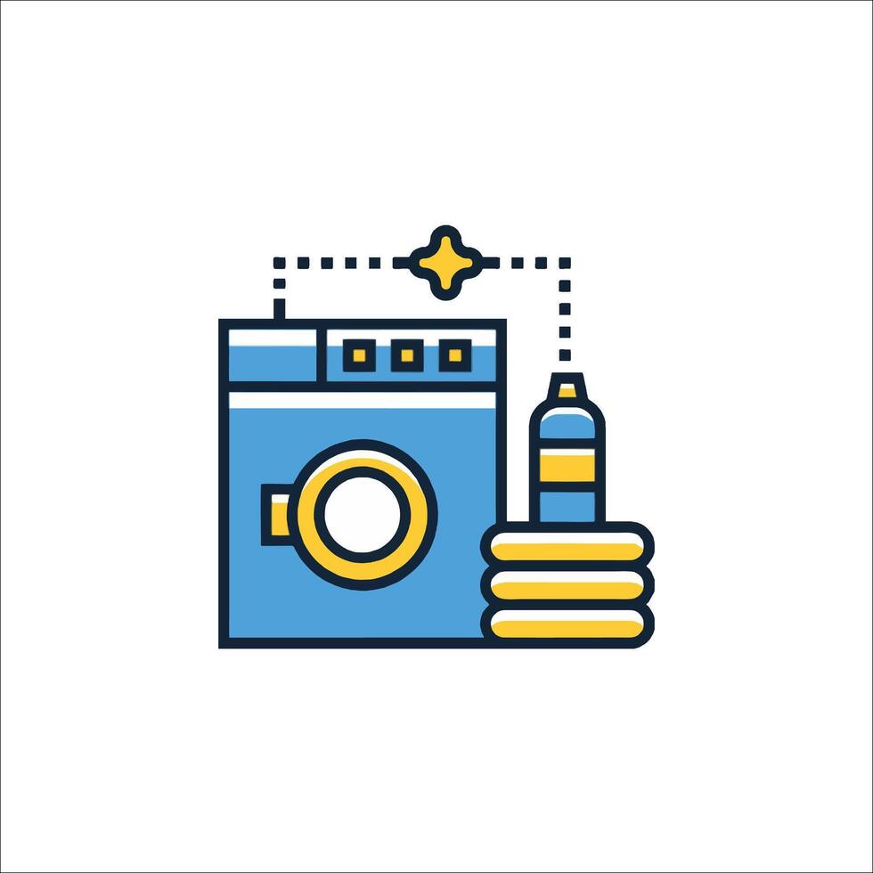 A laundry machine and a bottle of water vector
