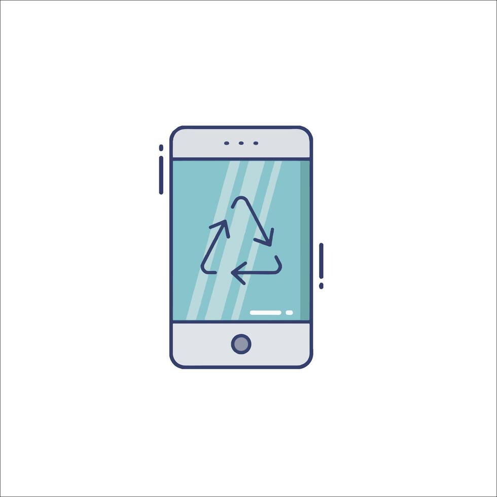 A phone with a recycling symbol on it vector