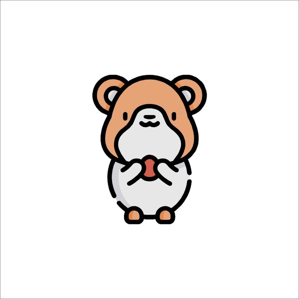 A cute little hamster is holding a piece of fruit vector