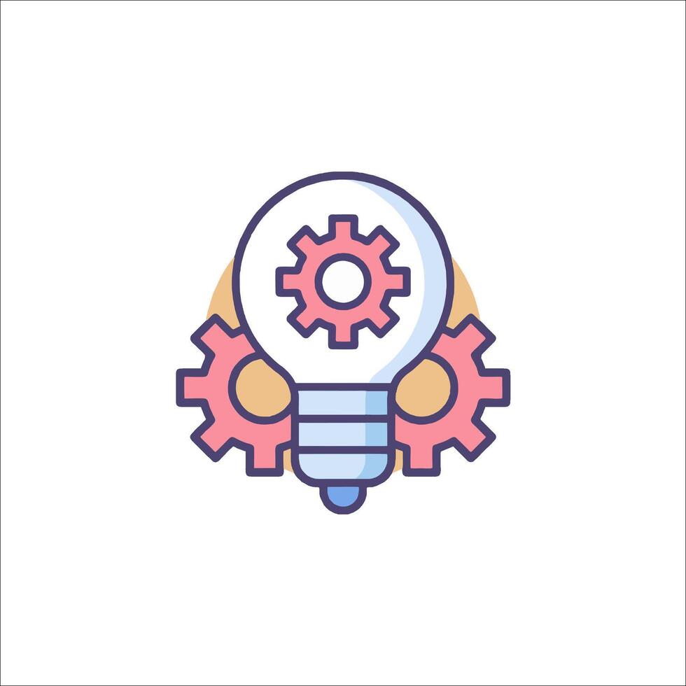 An icon of a light bulb with gears inside vector
