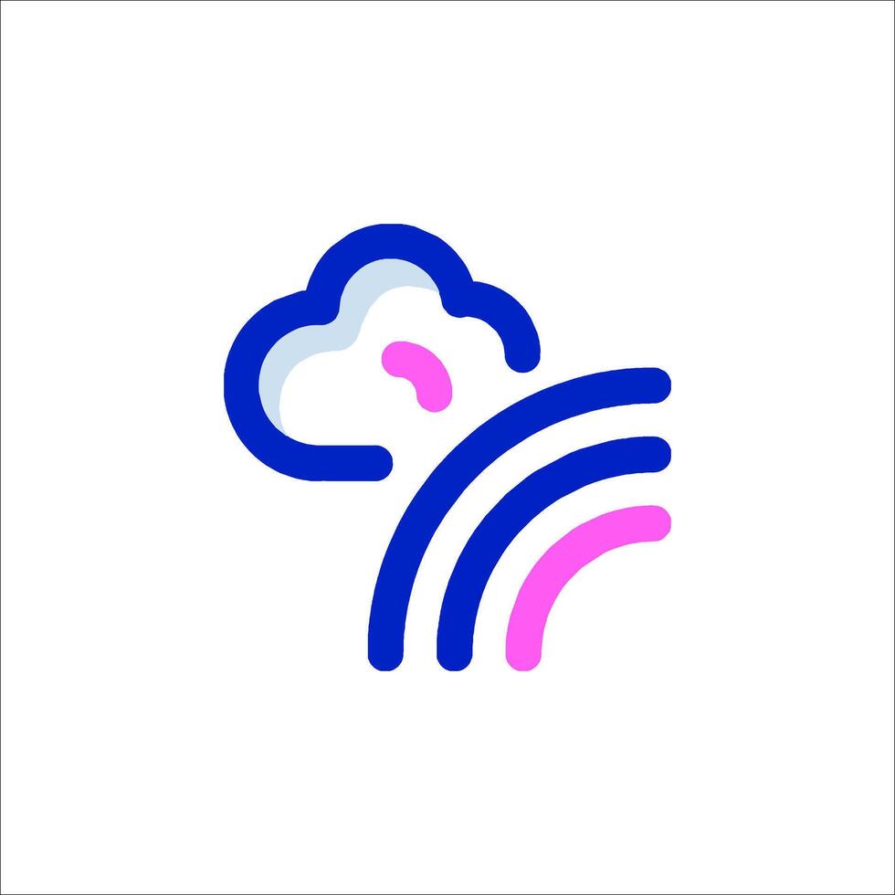 A blue and pink cloud with a rainbow on it vector