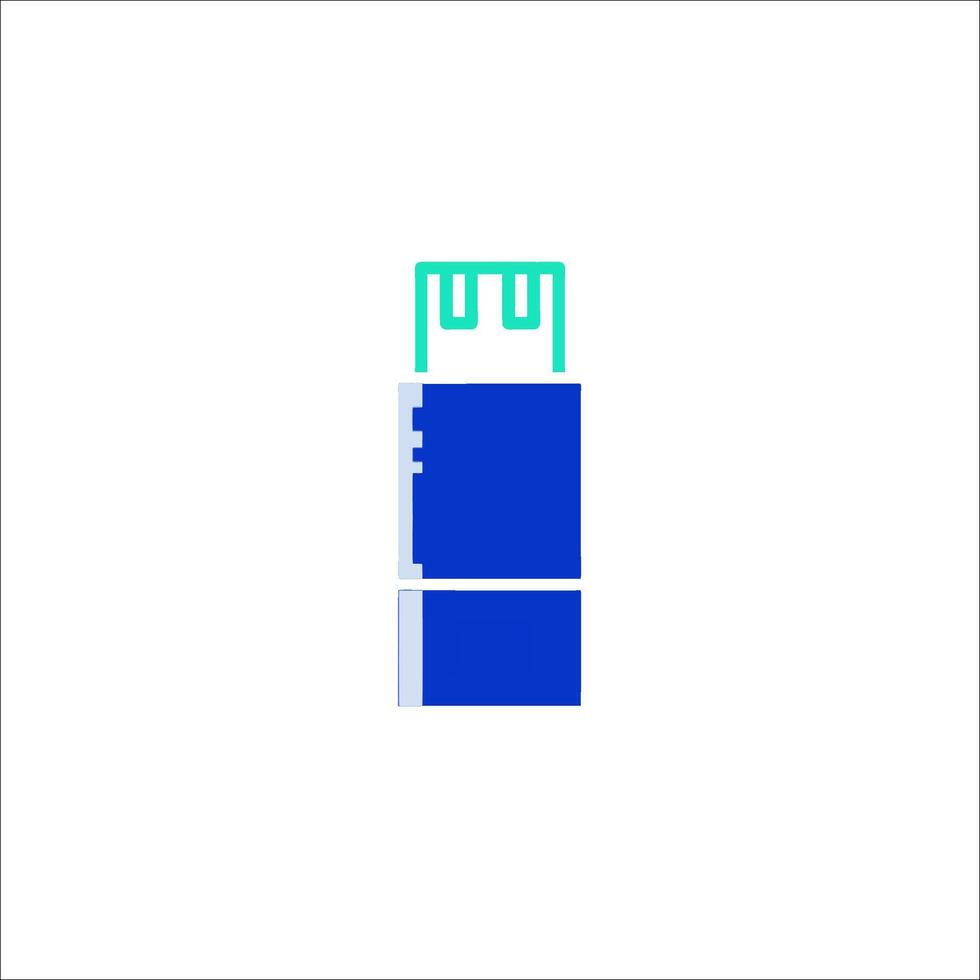 A blue usb stick with a green arrow on it vector