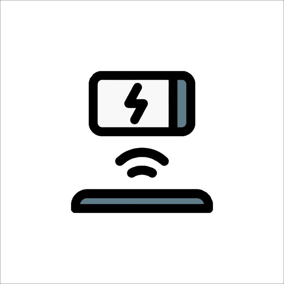 A black and white icon of a phone charging vector