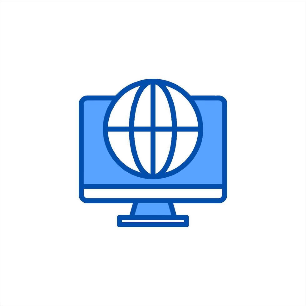 A computer monitor with a globe icon vector