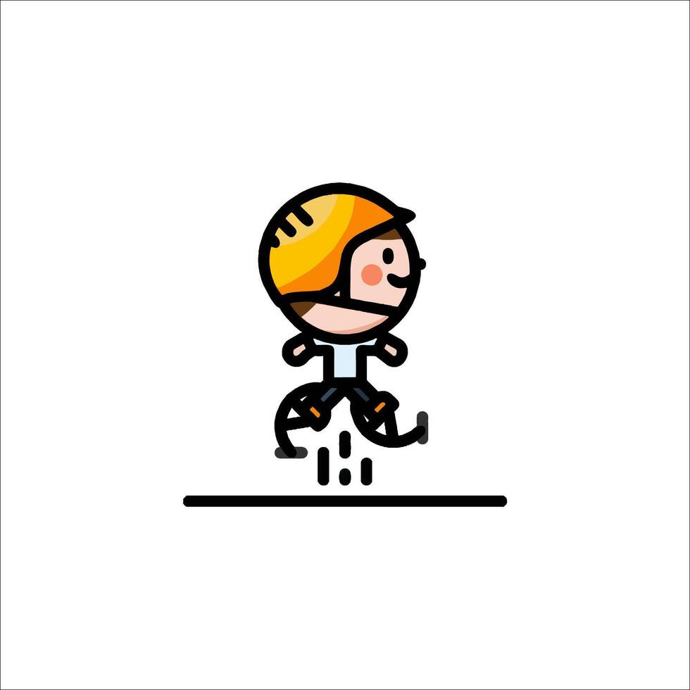 A cartoon character running with a helmet on vector