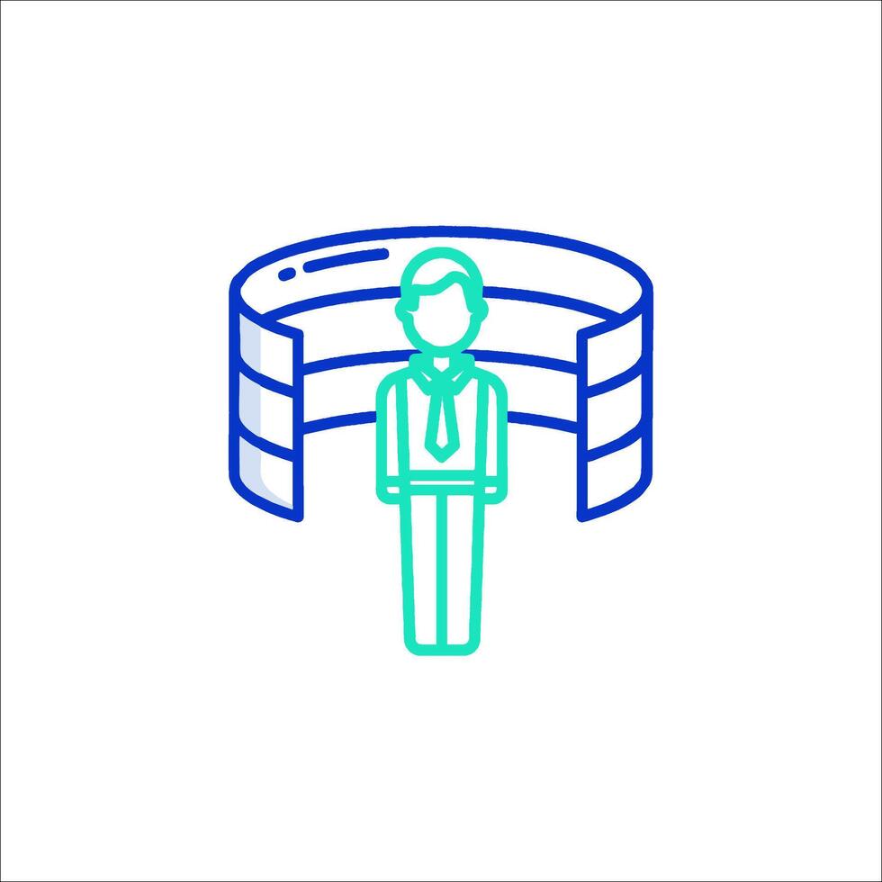 A man in a suit standing in front of a wall vector