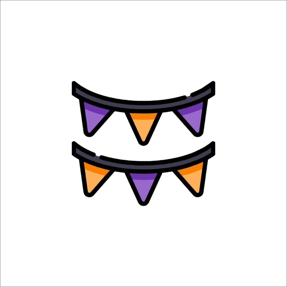 Two halloween bunting flags on a white background vector