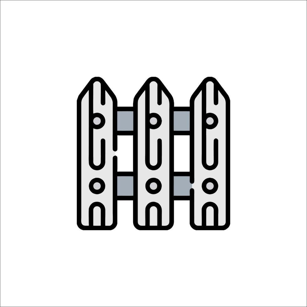 A fence with four posts on it vector