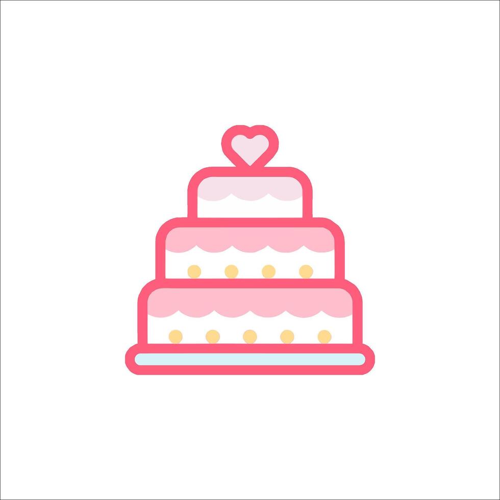 A pink cake with hearts on top vector