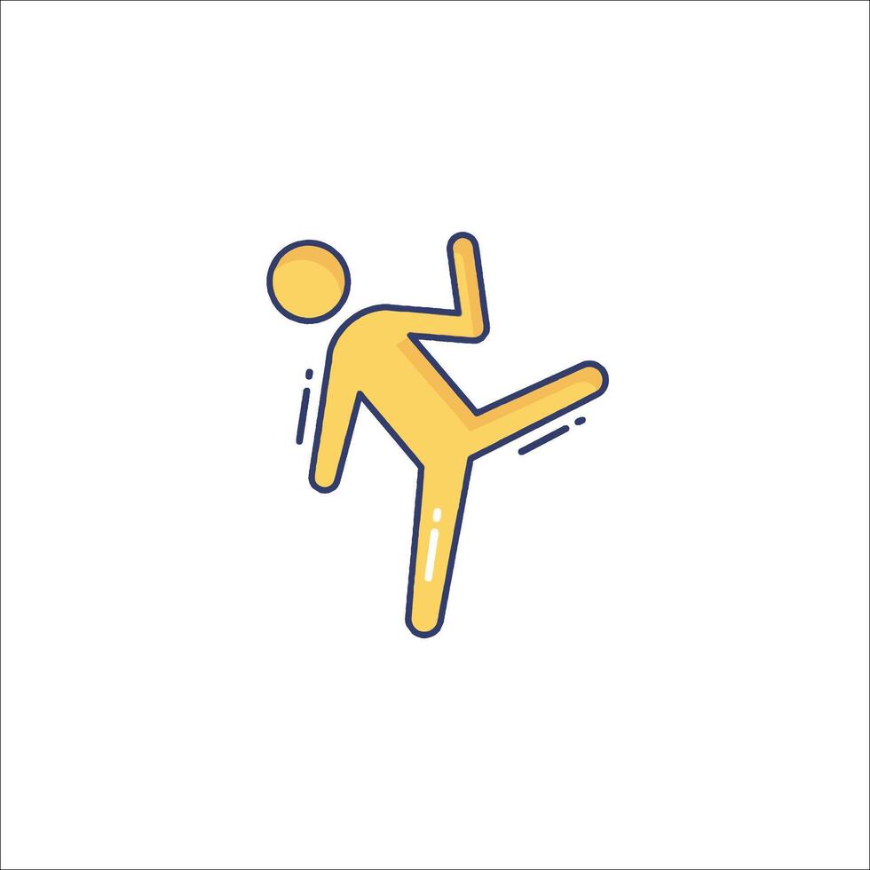 A man doing a kick in the air icon vector
