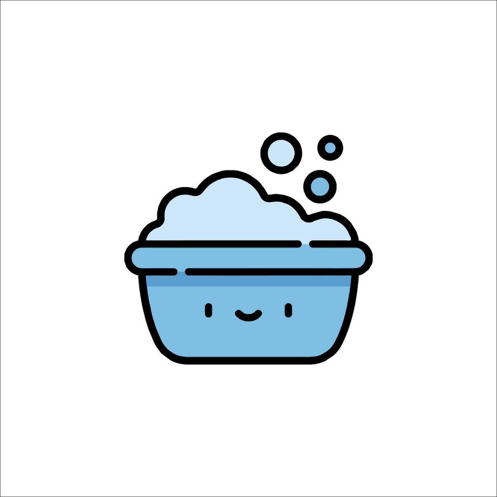 A blue bowl with a smiling face and bubbles vector