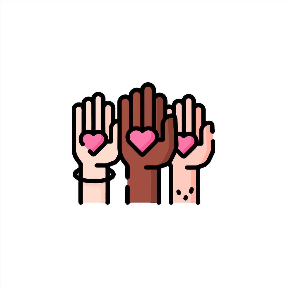 Hands with hearts icon vector