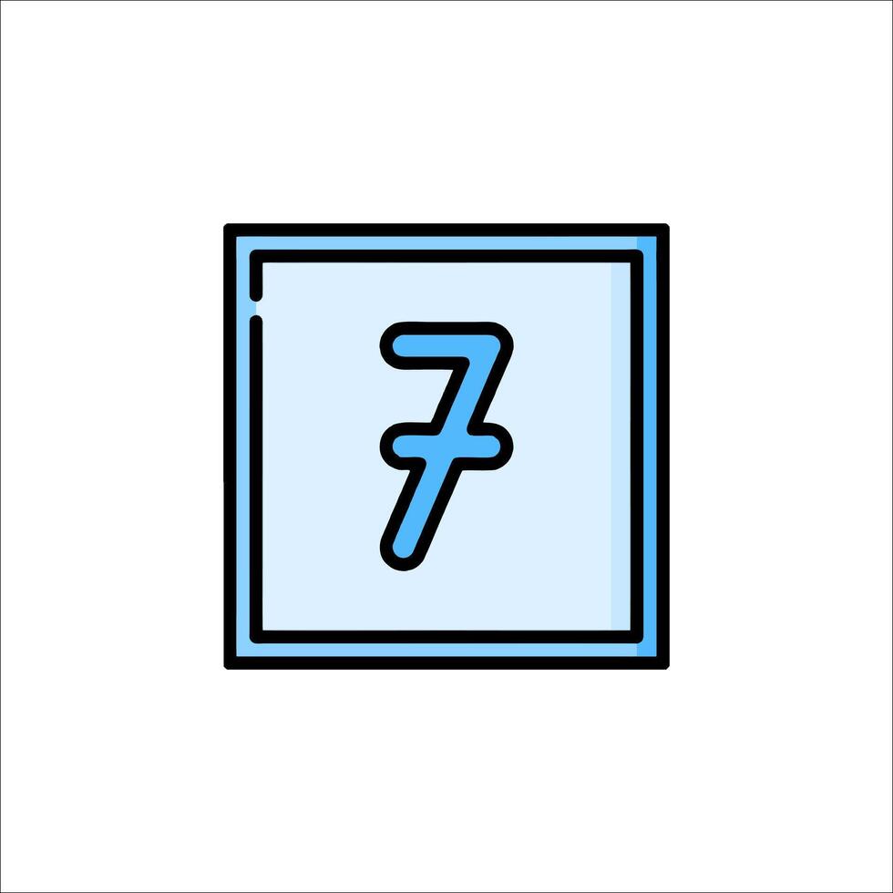 A blue and white icon of a number seven vector