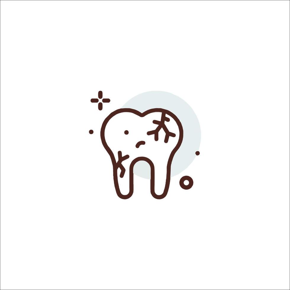 A tooth with a broken jaw line icon vector