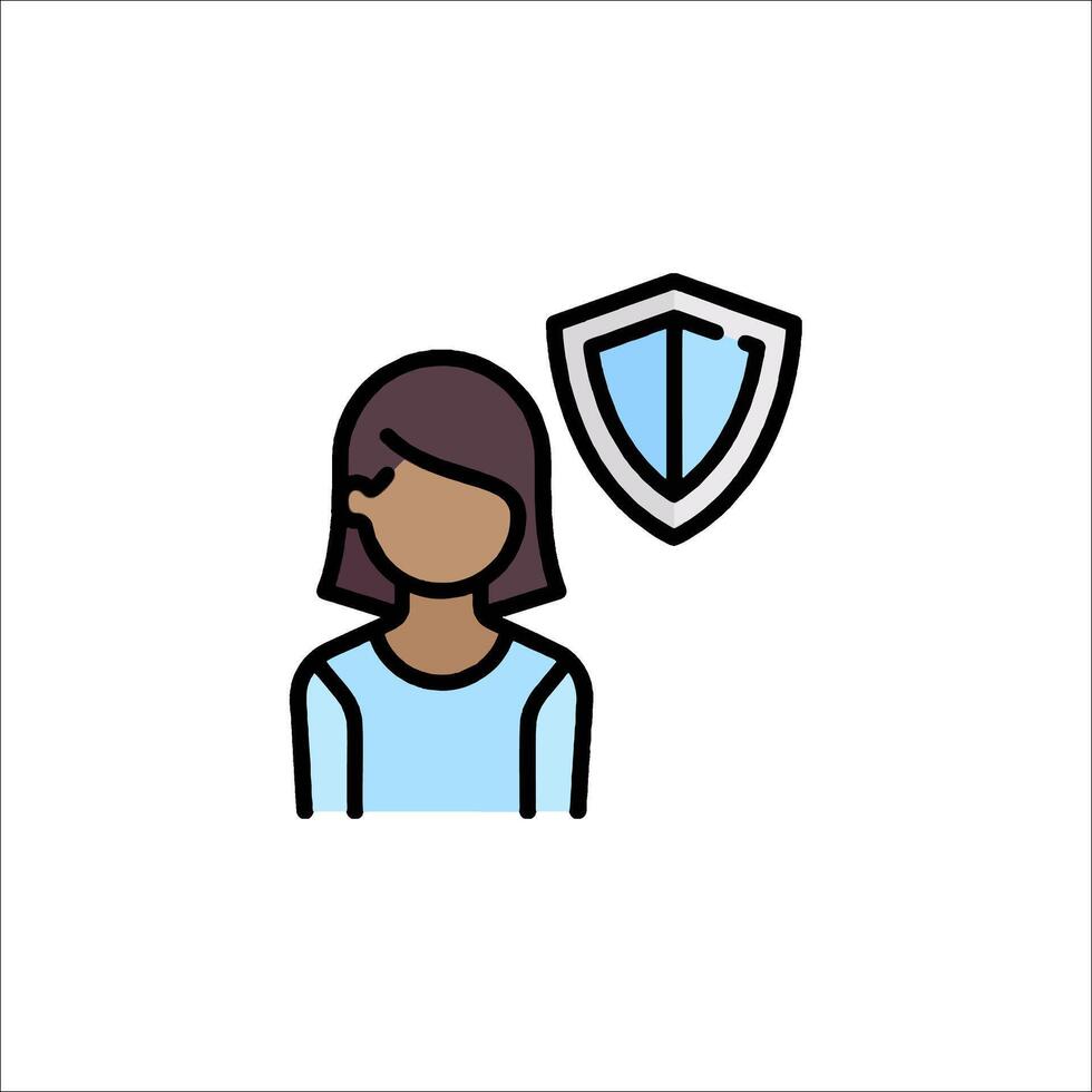 A woman with a shield icon vector