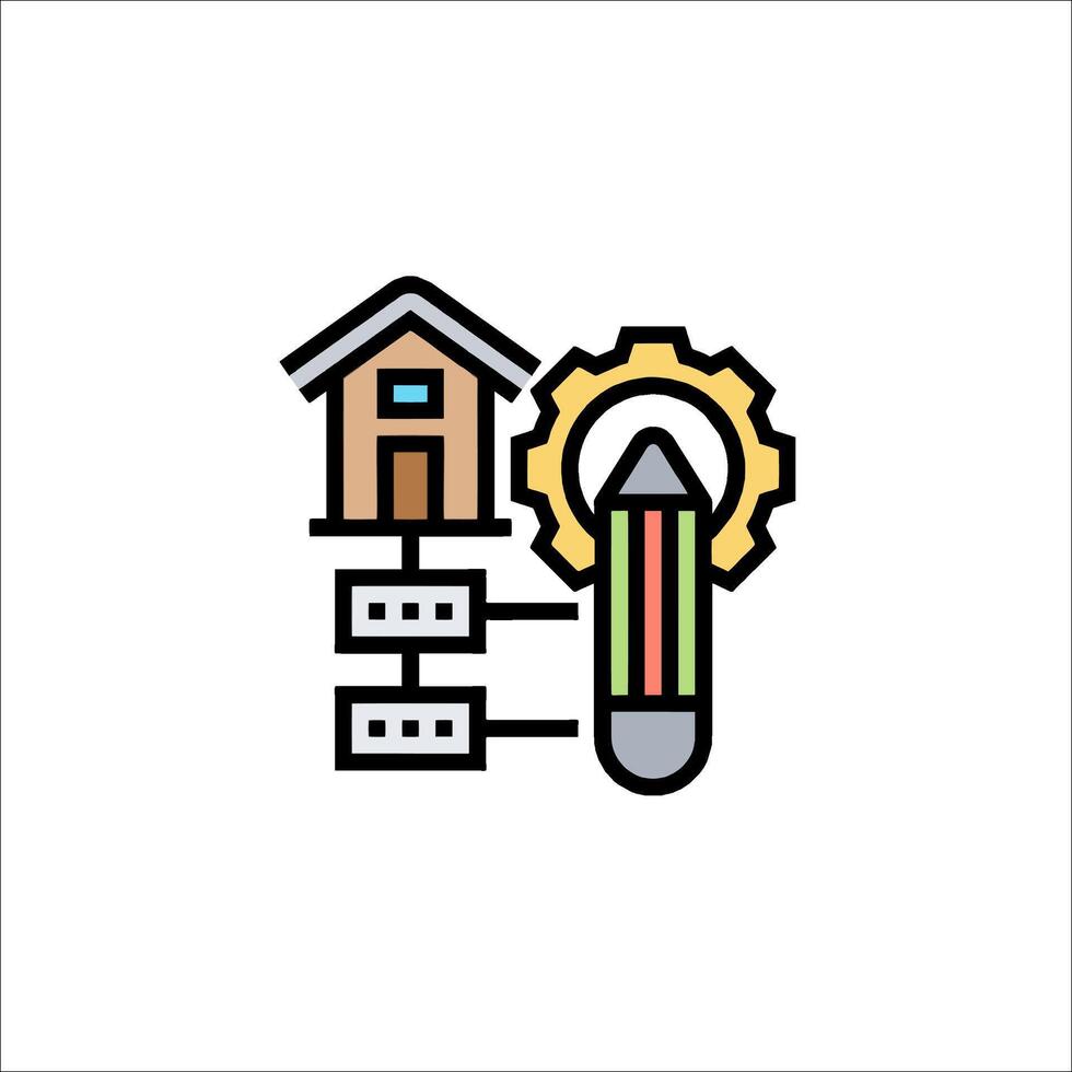 A house with a clock and gears on it vector