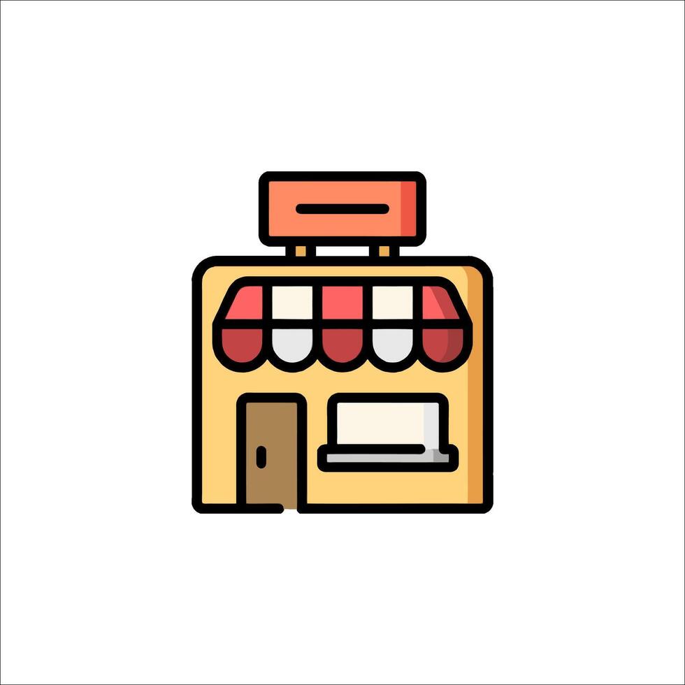 A store icon with a red awning and a sign vector