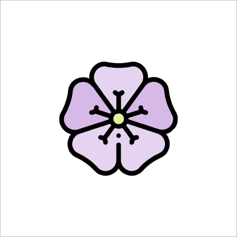 A purple flower with a yellow center on a white background vector