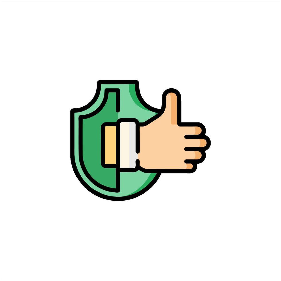A hand giving a thumbs up with a shield vector