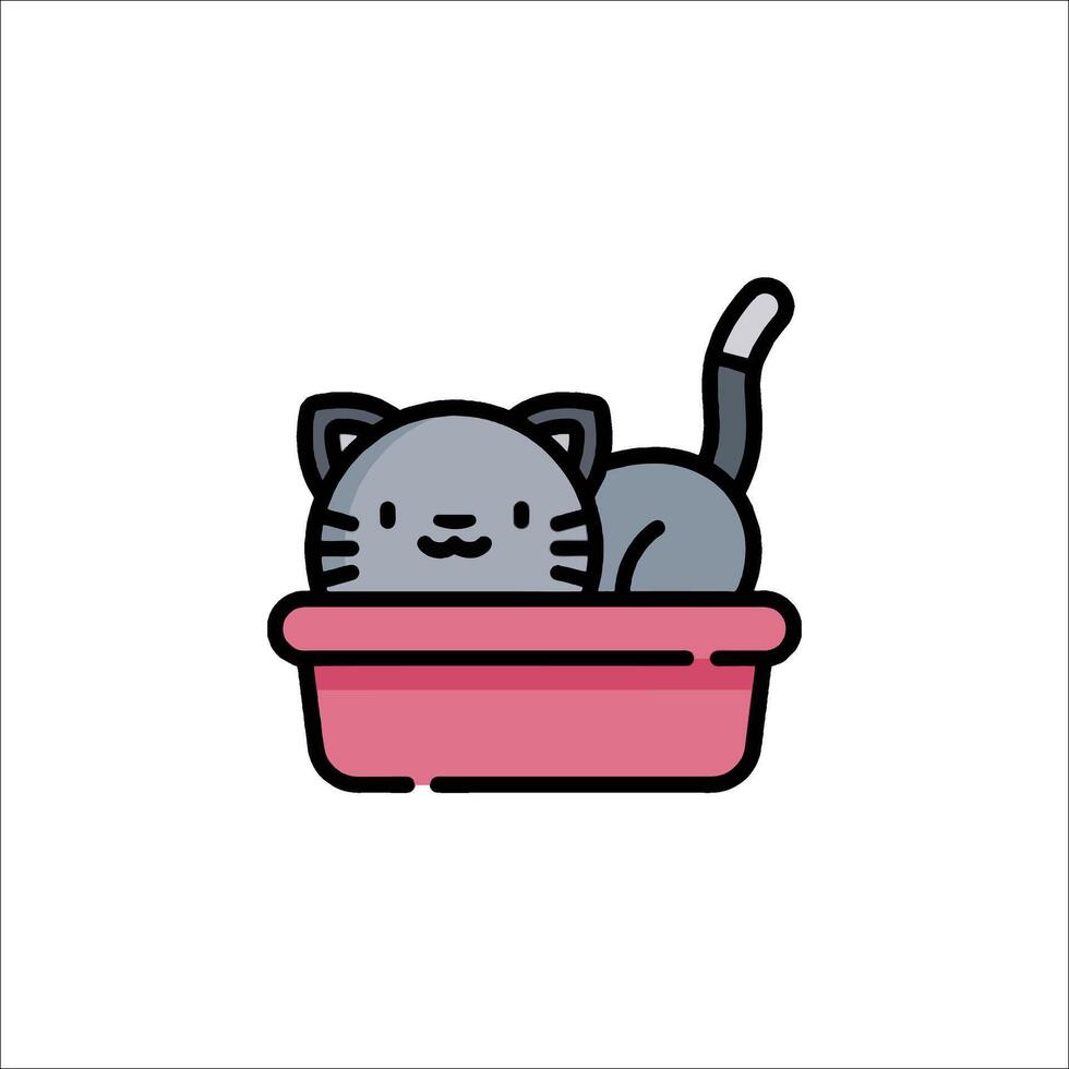 A cat is sitting in a pink container vector