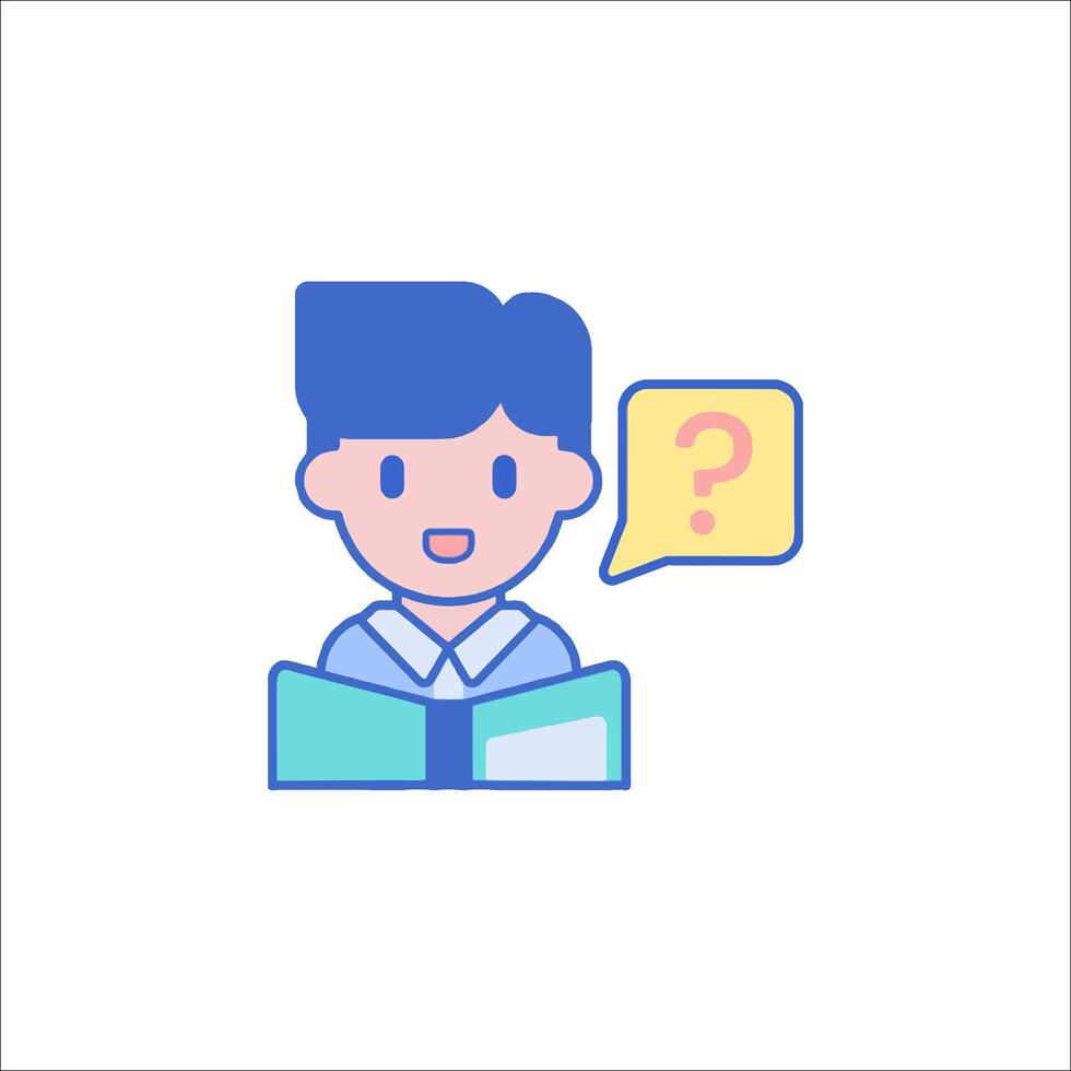 A man is reading a book with a question mark above his head vector