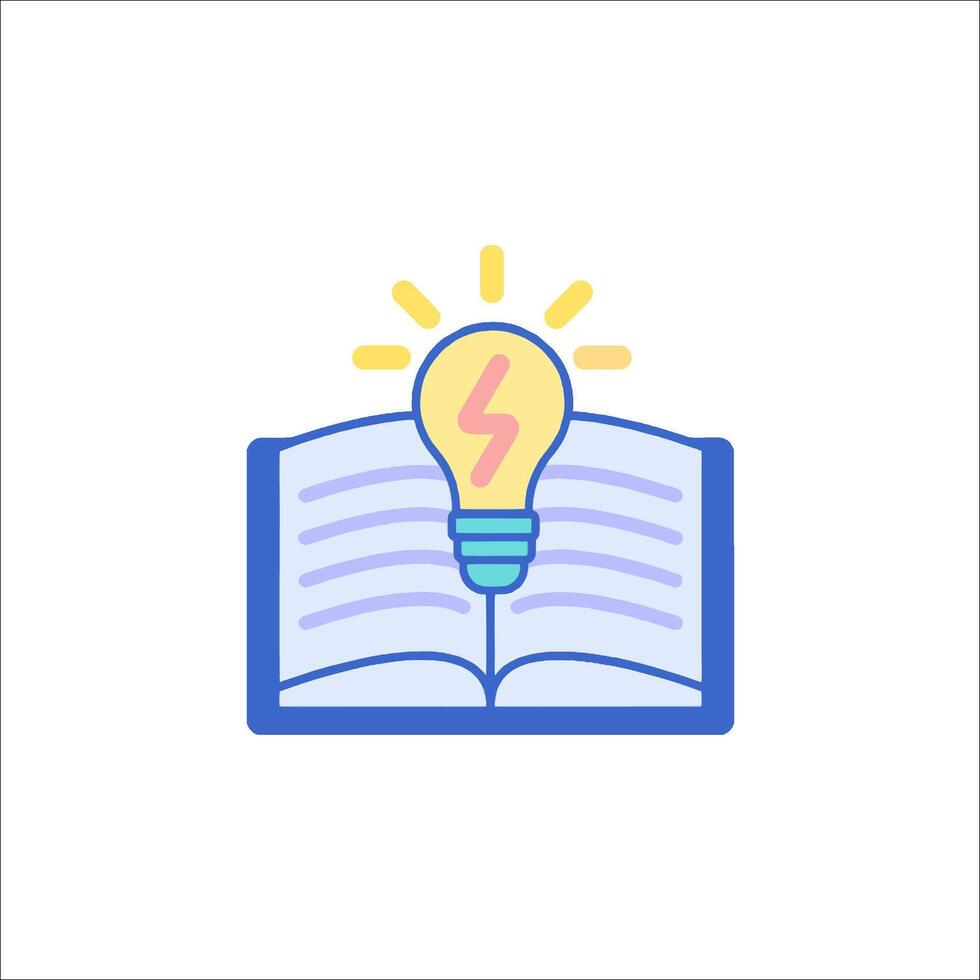 An open book with a light bulb on top vector