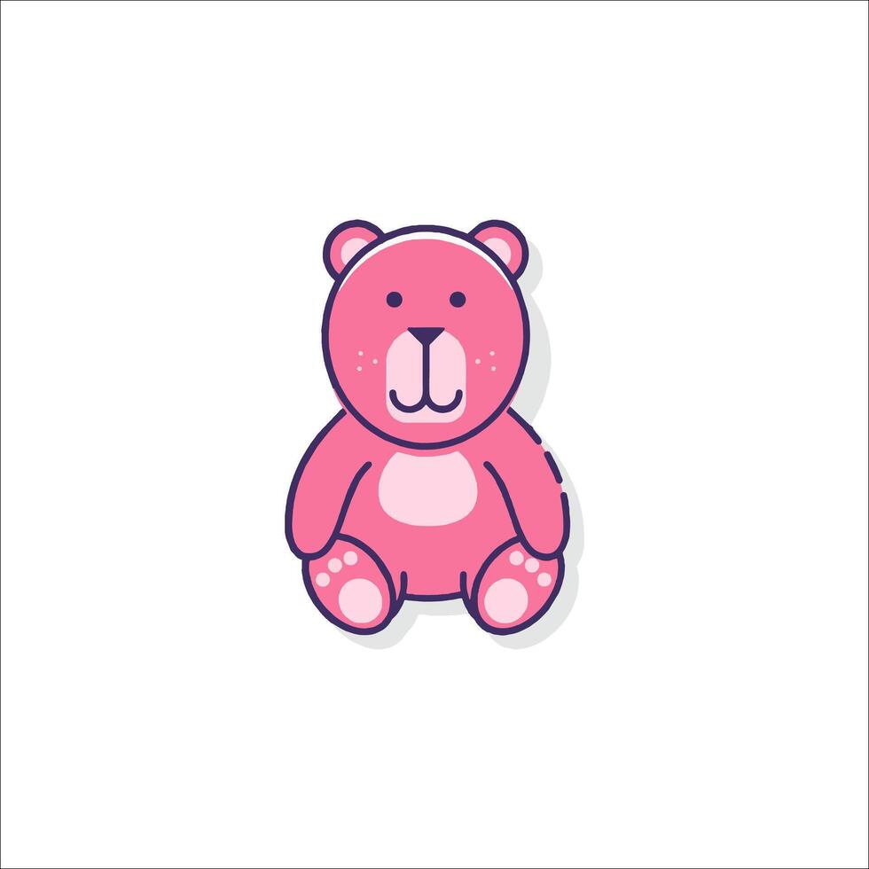 A pink teddy bear sitting on a white background vector