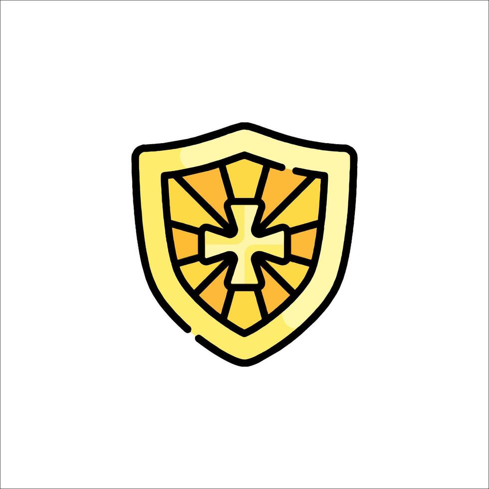 A shield with a cross on it vector