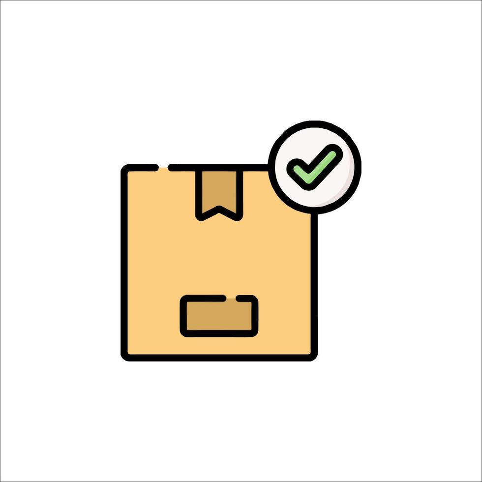 A box with a tick mark on it and a check mark next to it vector